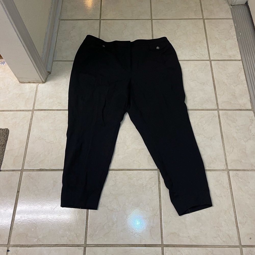 Talbots 20W Dress Pants Black Plaid Classic Straight Leg Womens 71%Rayon21%Nylon